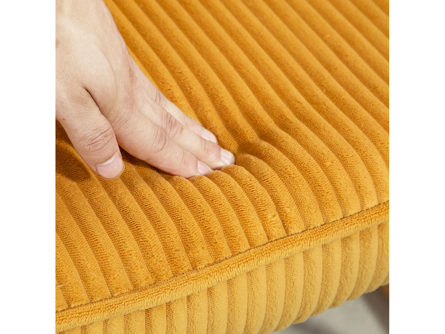 Fauteuil à bascule aspect polaire berbère,accoudoirs,patins en bois,fauteuil relax,jaune