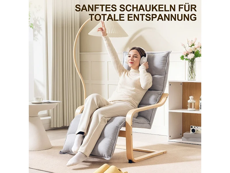 Fauteuil long, aspect velours,fauteuil à bascule avec accoudoirs,fauteuil relax