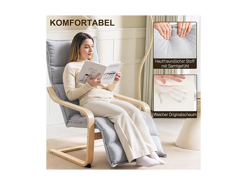 Loungesessel, Samtoptik, Schaukelstuhl mit Armlehnen, Relaxsessel