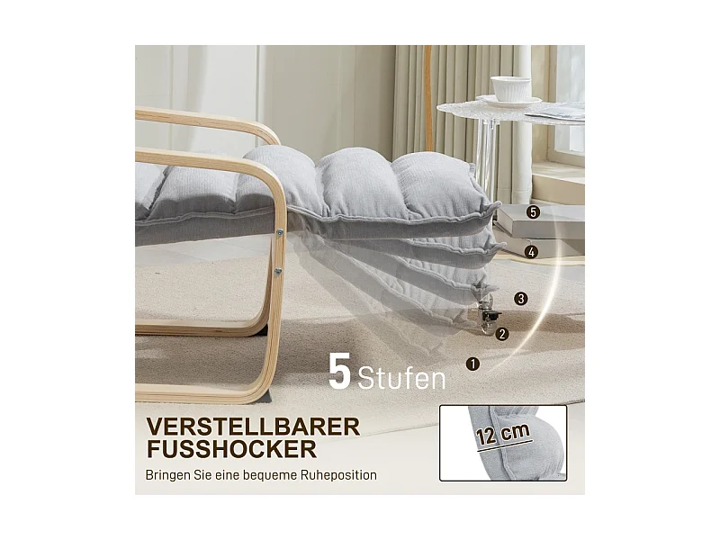 Loungesessel, Samtoptik, Schaukelstuhl mit Armlehnen, Relaxsessel