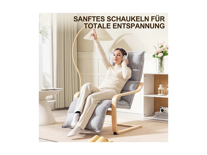 Loungesessel, Samtoptik, Schaukelstuhl mit Armlehnen, Relaxsessel