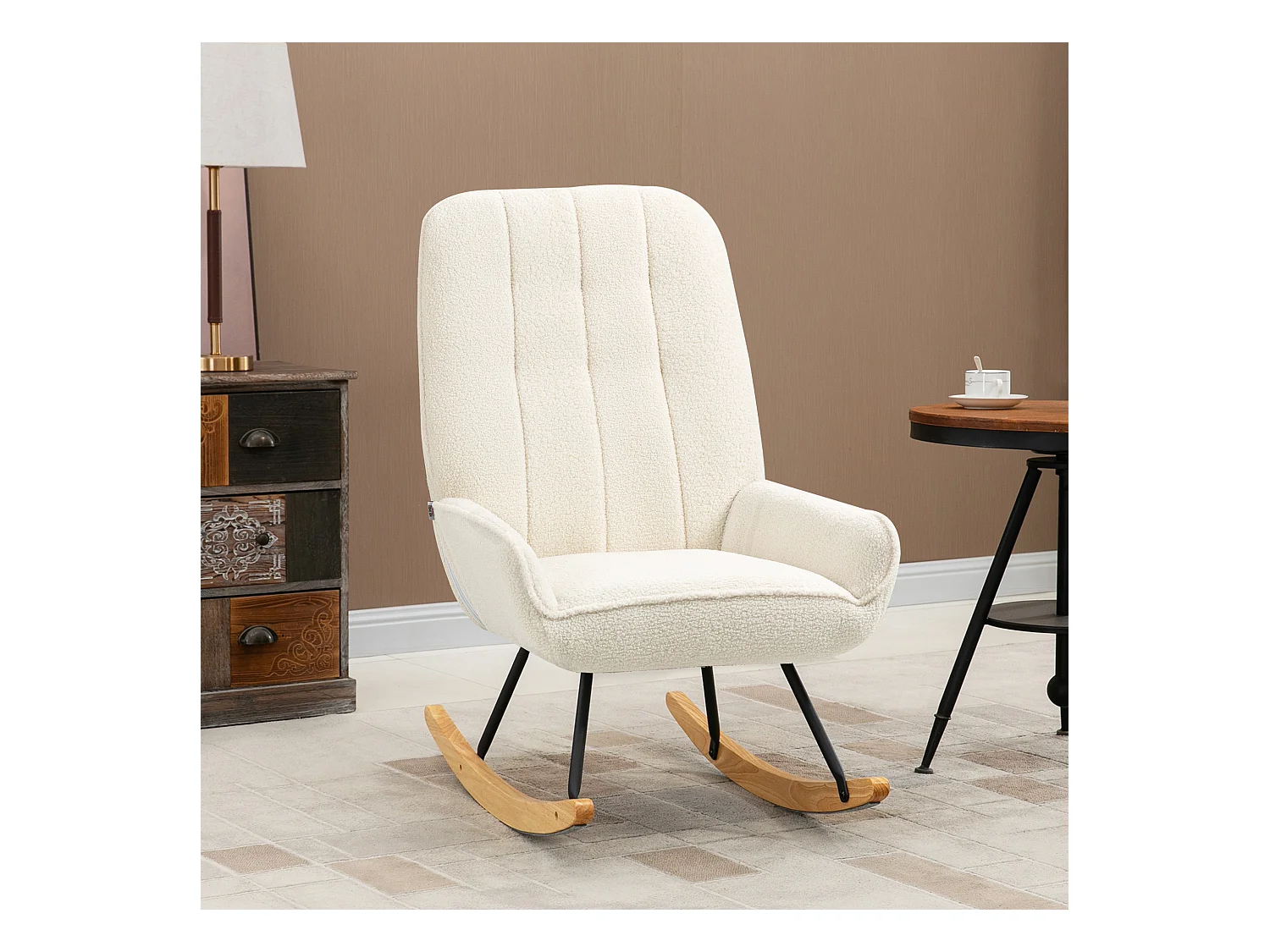 Fauteuil à bascule confortable en polaire Sherpa pour chambre à coucher