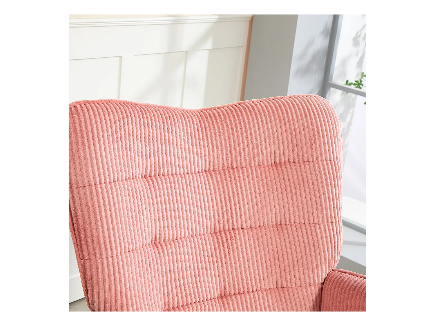 Fauteuil à bascule aspect velours côtelé,accoudoirs,fauteuil avec patins en bois