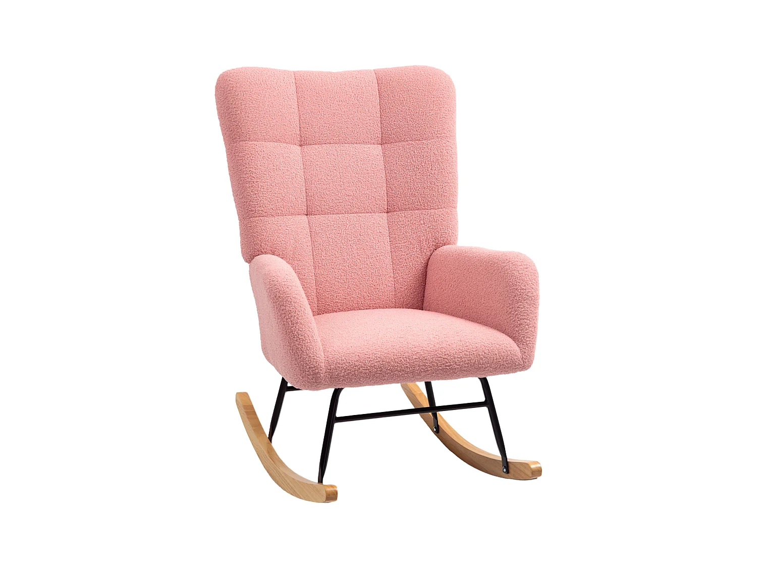 Fauteuil à bascule avec accoudoirs,aspect velours,fauteuil relax avec patins en bois