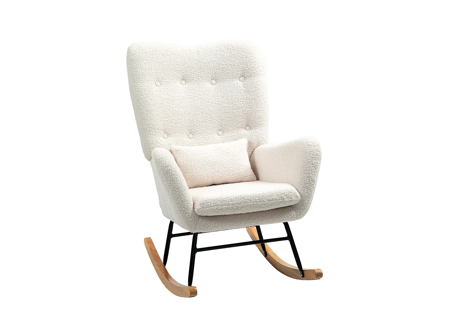 Schommelstoel met armleuningen, Teddy in fluwelen look, voedingsstoel met glijders