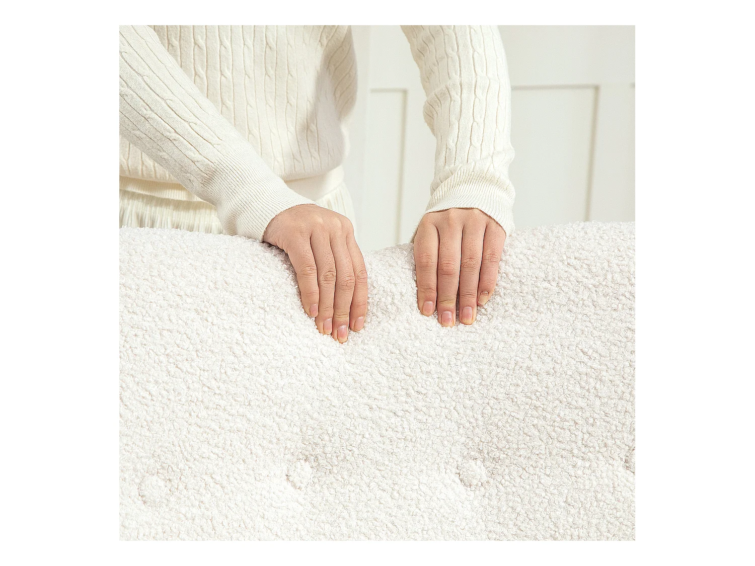 Schommelstoel met armleuningen, Teddy in fluwelen look, voedingsstoel met glijders