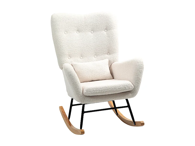 Fauteuil à bascule avec accoudoirs,aspect velours Teddy,fauteuil d'allaitement avec patins