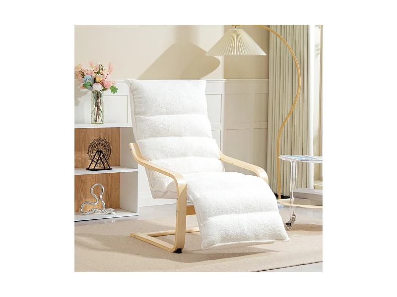 Loungesessel, Sherpa-Fleece, für Wohnzimmer, Schaukelstuhl mit Armlehnen, Relaxsessel