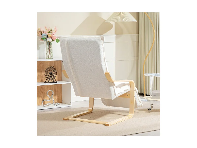 Loungesessel, Sherpa-Fleece, für Wohnzimmer, Schaukelstuhl mit Armlehnen, Relaxsessel