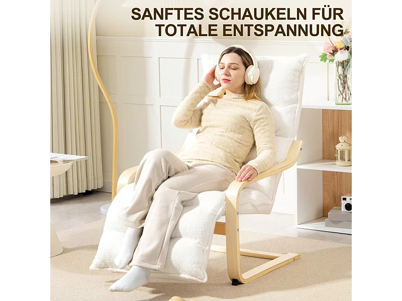 Fauteuil long,polaire sherpa,pour salon,fauteuil à bascule avec accoudoirs,fauteuil relax