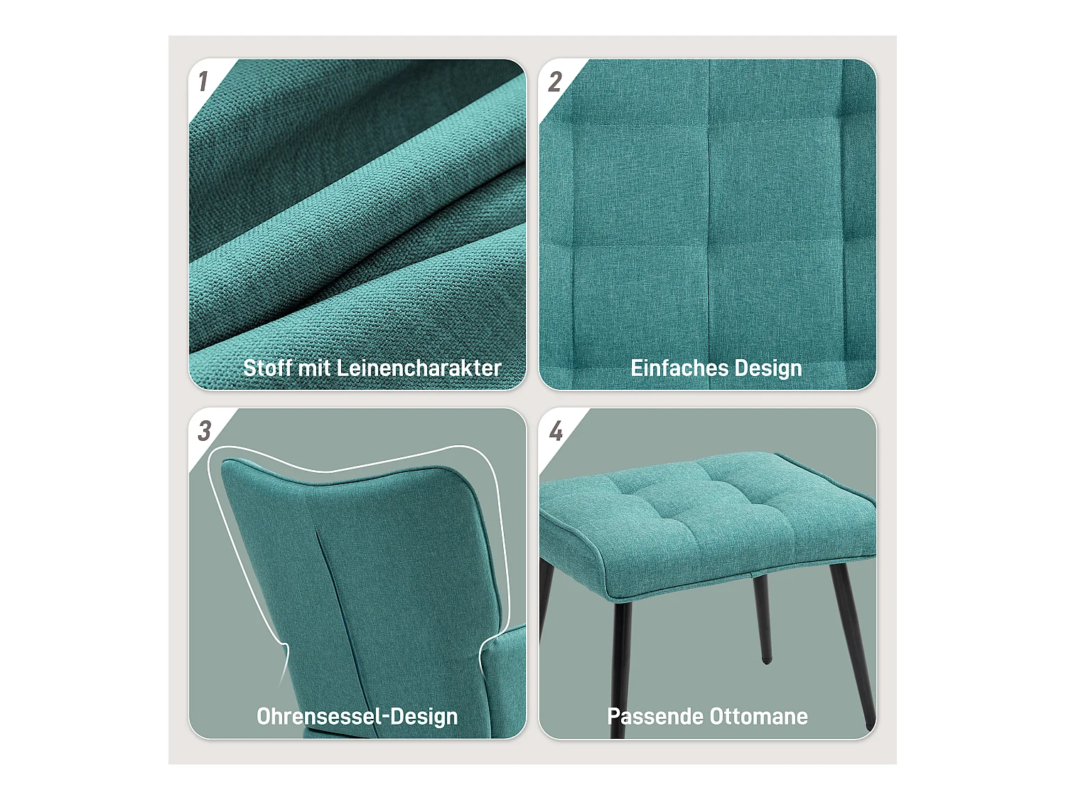 Schaukelstuhl in Leinen-Optik, Stillsessel, Schlafzimmer-Schaukelstuhl