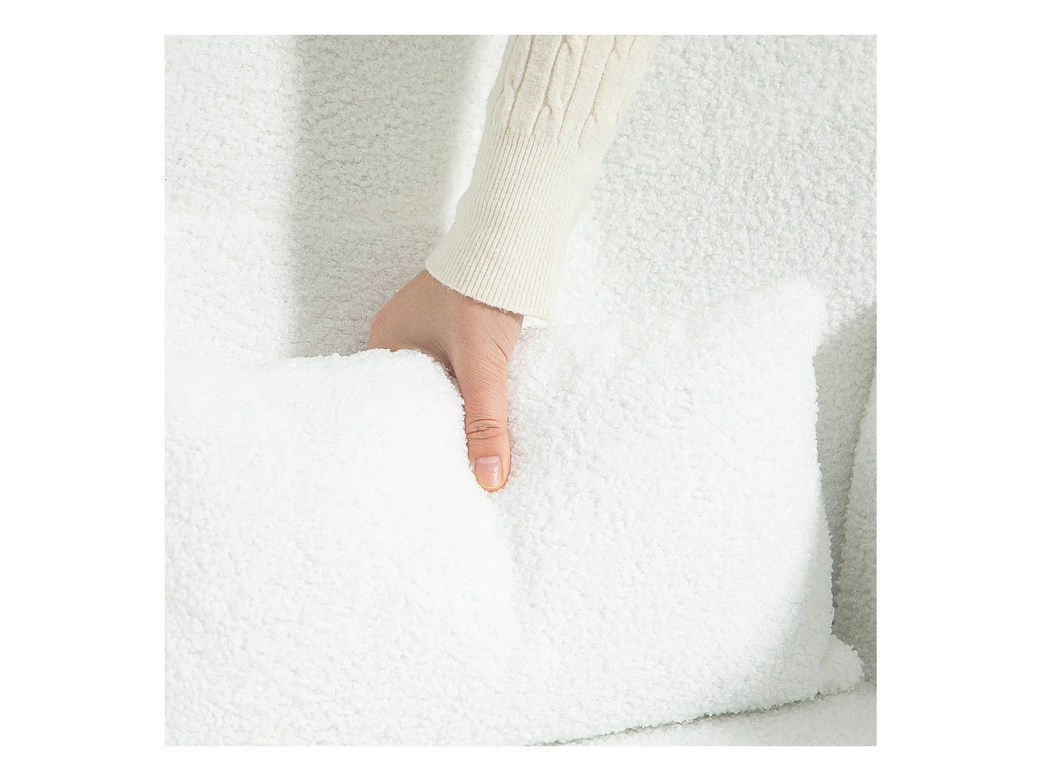 Fauteuil long,aspect peluche,accoudoirs,fauteuil d'allaitement avec piètement en bois