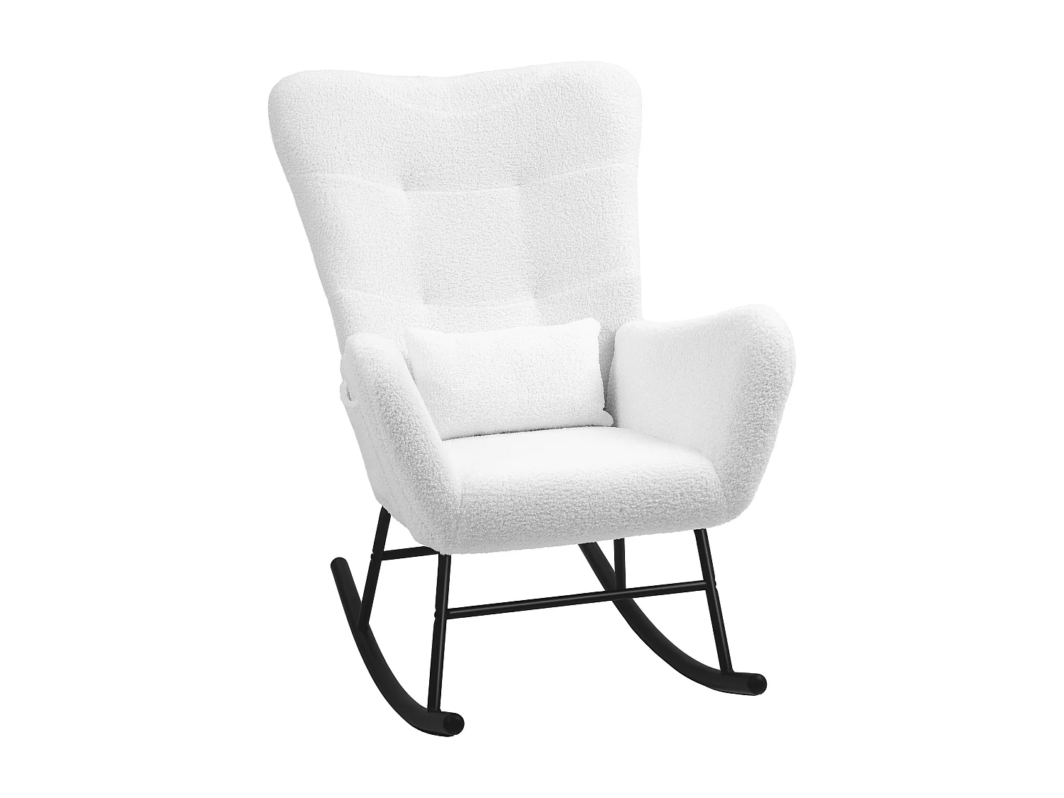 Fauteuil long,aspect peluche,accoudoirs,fauteuil d'allaitement avec piètement en bois