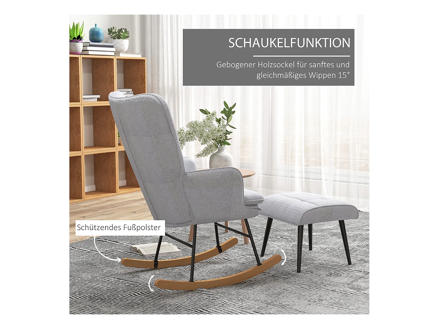 Fauteuil à bascule,fauteuil à bascule avec tabouret,fauteuil à accoudoirs