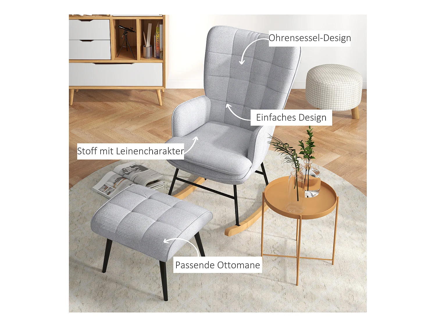 Fauteuil à bascule,fauteuil à bascule avec tabouret,fauteuil à accoudoirs