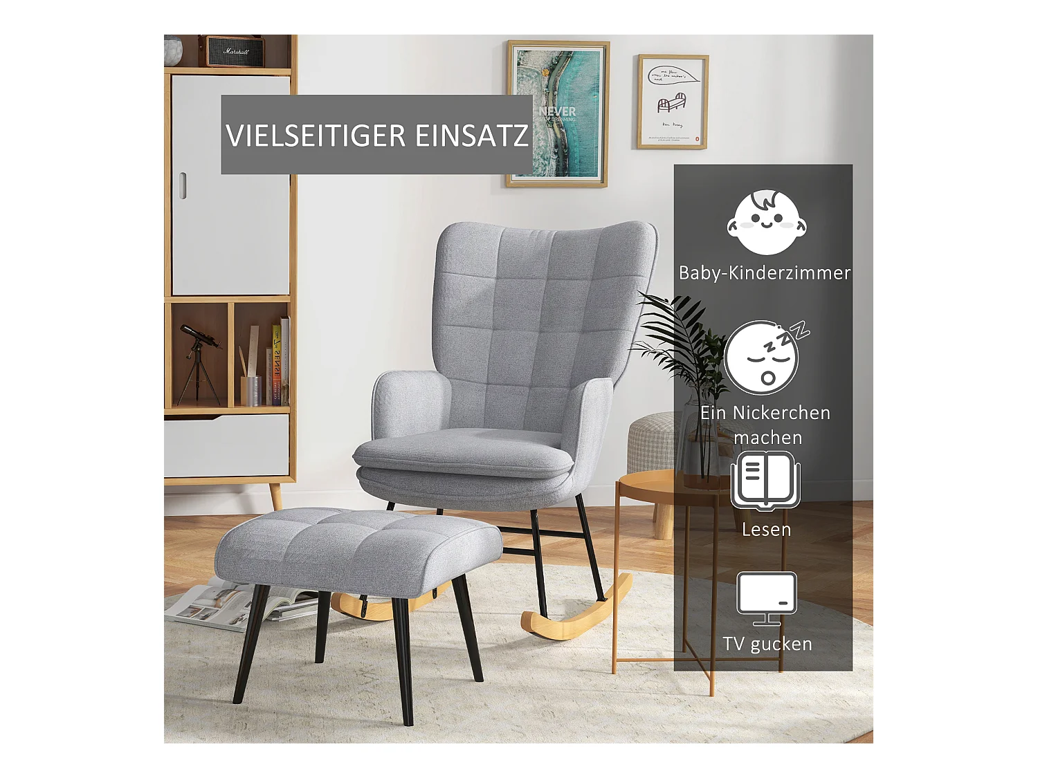 Fauteuil à bascule,fauteuil à bascule avec tabouret,fauteuil à accoudoirs