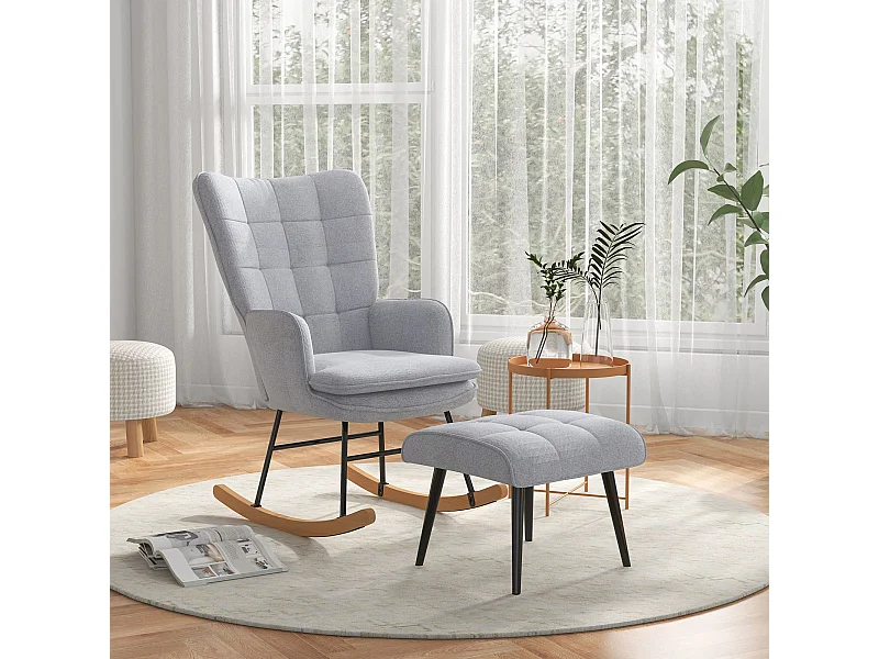 Fauteuil à bascule,fauteuil à bascule avec tabouret,fauteuil à accoudoirs