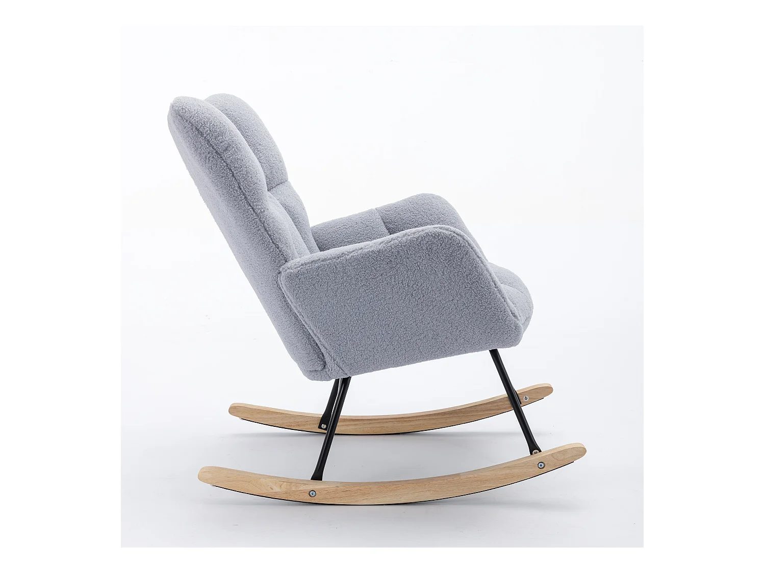 Fauteuil à bascule moderne du milieu du siècle,capitonné en tissu Teddy