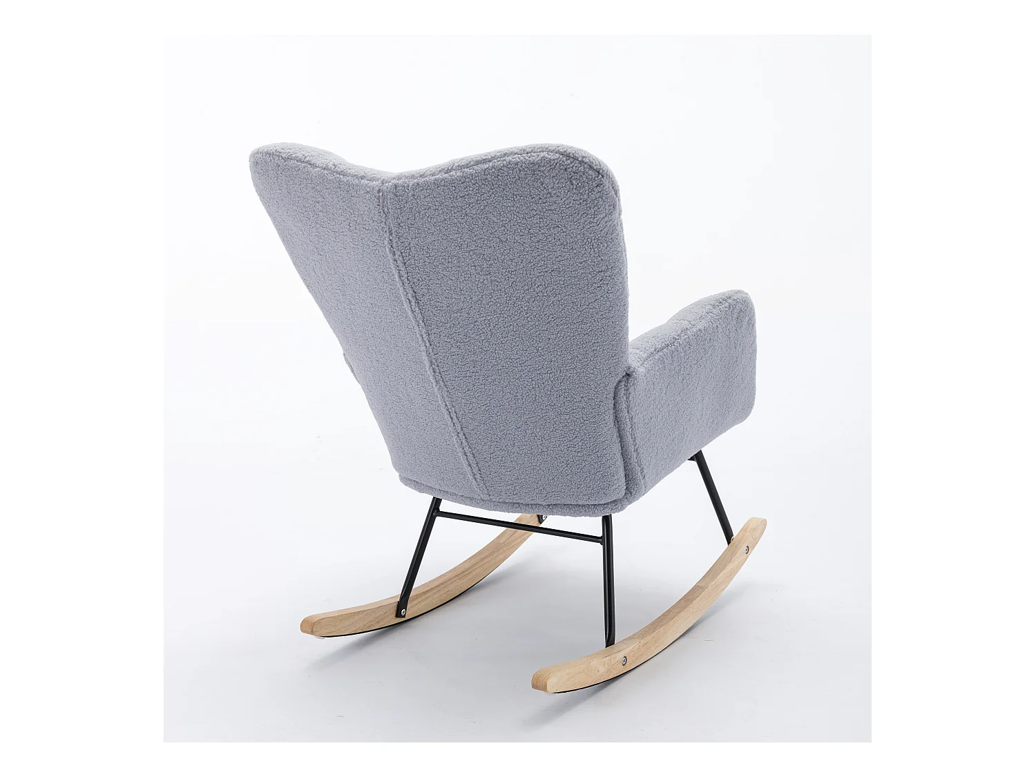 Fauteuil à bascule moderne du milieu du siècle,capitonné en tissu Teddy