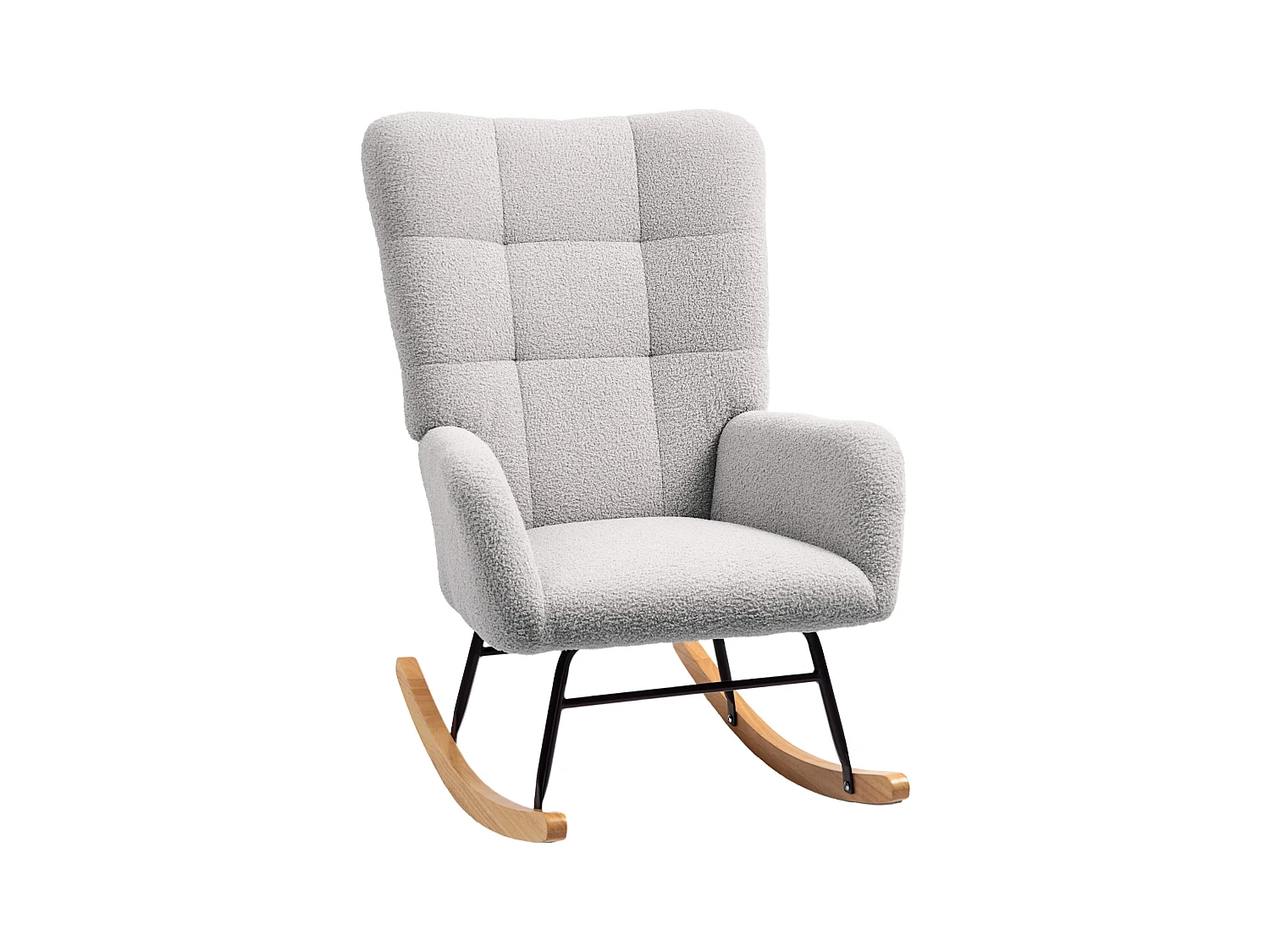 Fauteuil à bascule avec accoudoirs,aspect velours Teddy,fauteuil inclinable