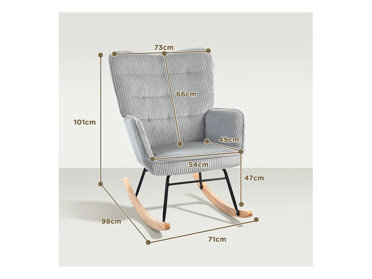 Loungesessel, Cordoptik, Armlehnen, Stuhl mit Holzgestell