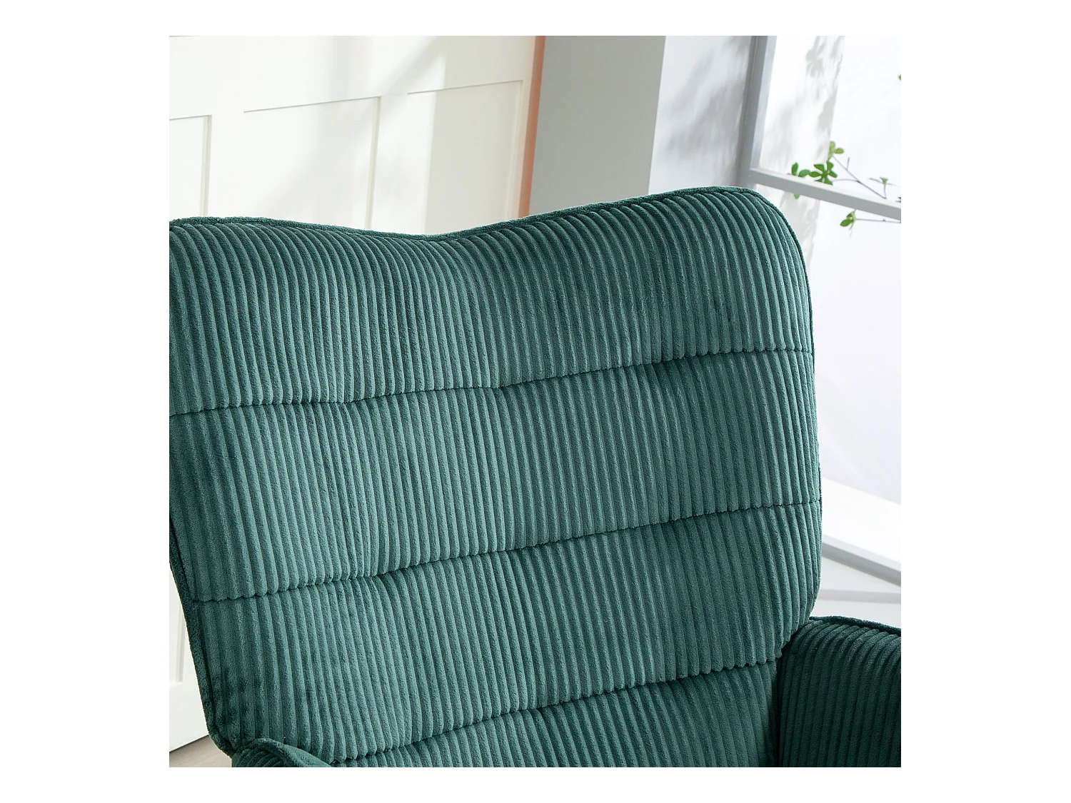 Fauteuil à bascule,fauteuil à bascule aspect velours côtelé,fauteuil avec patins en bois