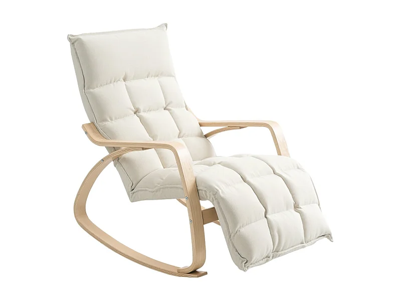 Schaukelstuhl mit Rückenlehne, Fußstütze, Sessel, Relaxsessel in Leinenoptik, Schaukelstuhl