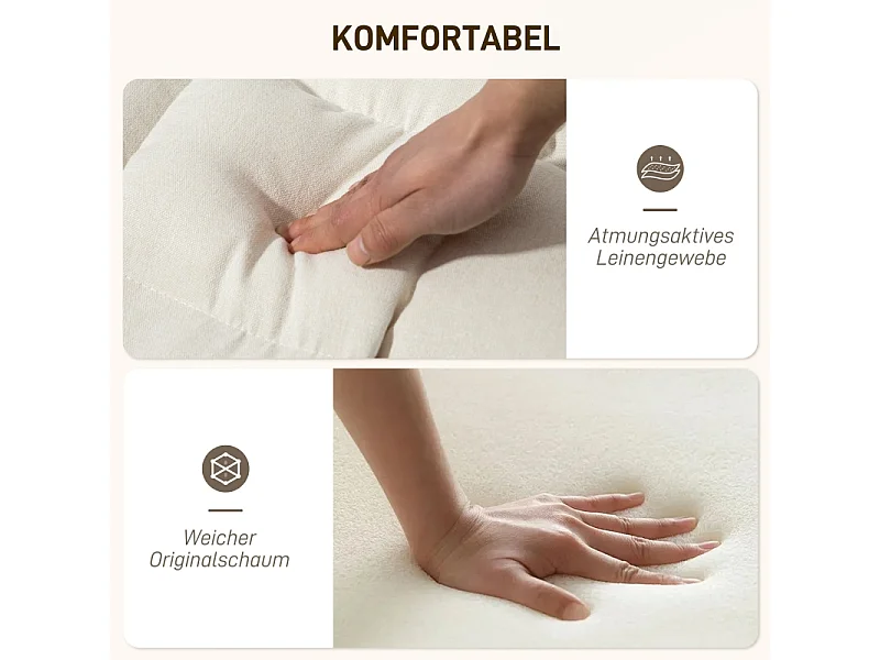 Schommelstoel met rugleuning, voetensteun, fauteuil, linnenlook relaxfauteuil, schommelstoel