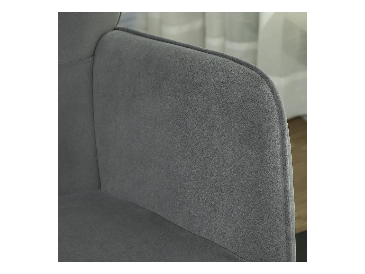 Schaukelstuhl, Samtoptik, Armlehnen, Holzgleiter, Relaxsessel