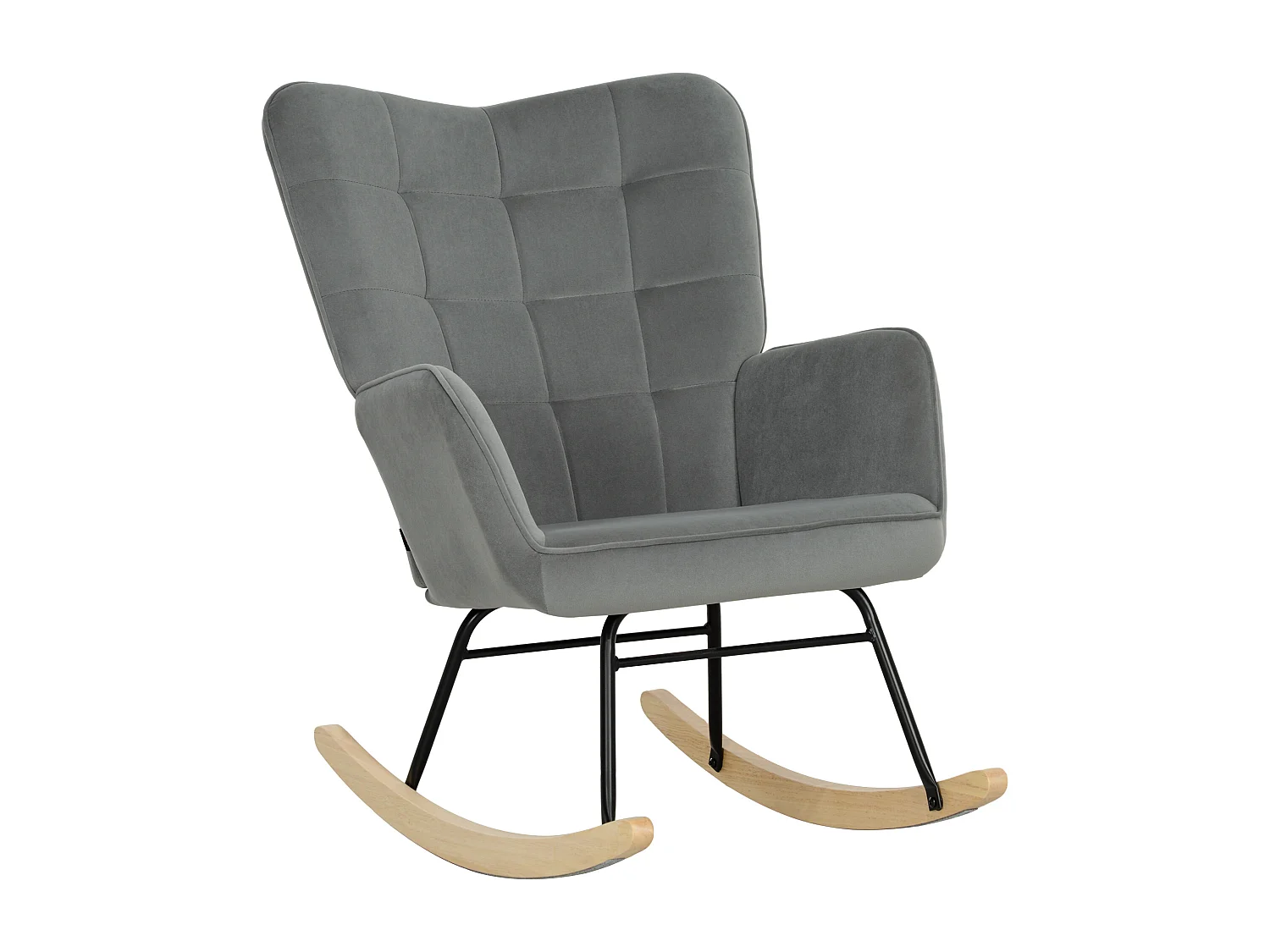 Fauteuil à bascule aspect velours,accoudoirs,patins en bois,fauteuil relax