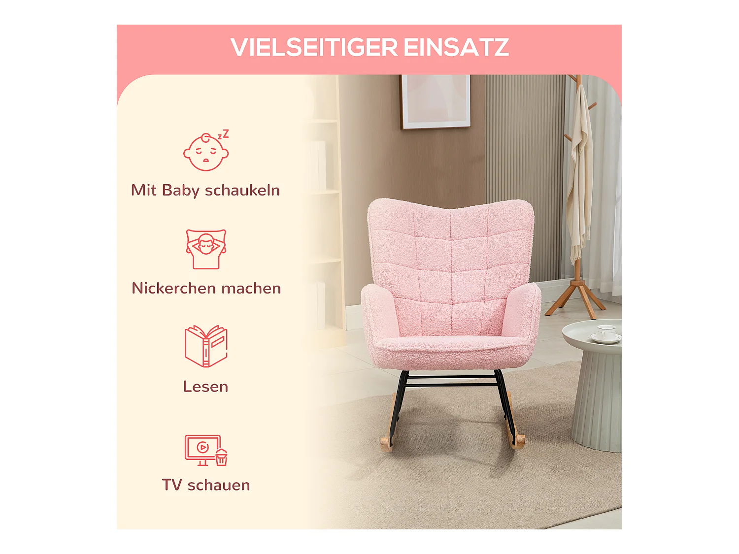 Schaukelstuhl, Relaxsessel, Beistellsessel, Relaxsessel, Wohnzimmersessel