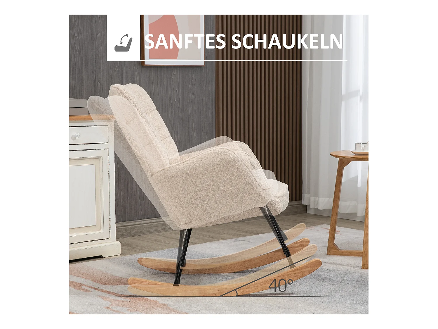 Schaukelstuhl, Schaukelstuhl, Akzentstuhl, Berberfleece-Relaxsessel