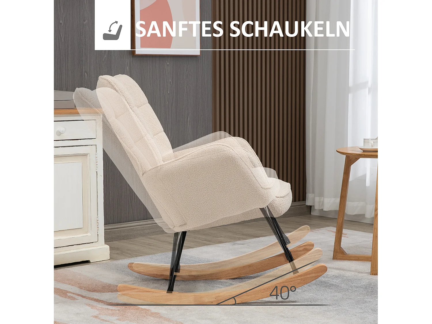 Fauteuil à bascule,balancelle,fauteuil d'appoint,fauteuil de relaxation en polaire berbère