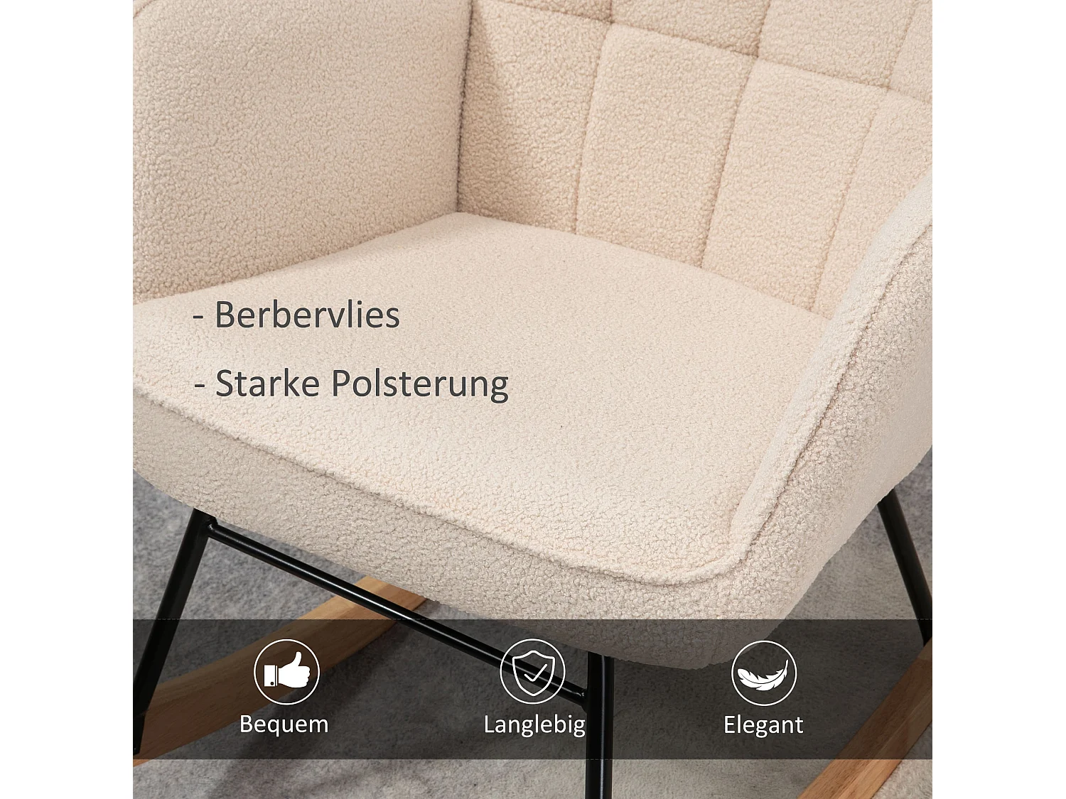 Fauteuil à bascule,balancelle,fauteuil d'appoint,fauteuil de relaxation en polaire berbère