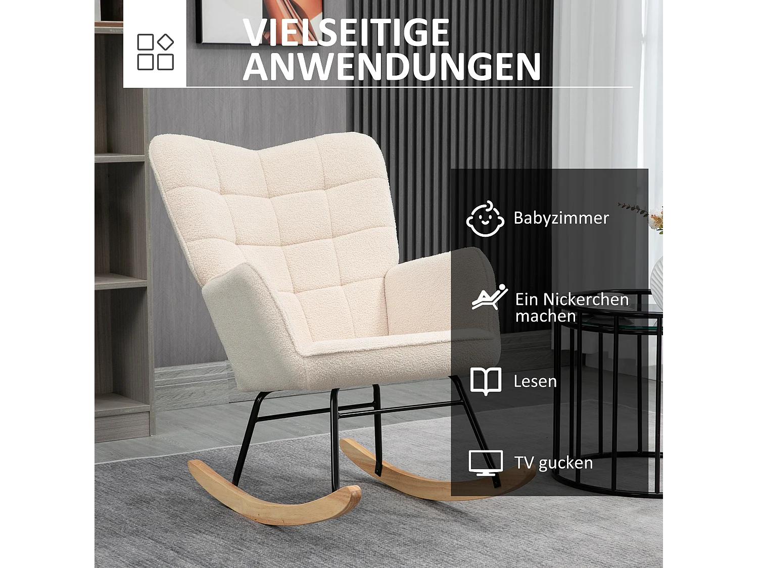 Fauteuil à bascule,balancelle,fauteuil d'appoint,fauteuil de relaxation en polaire berbère