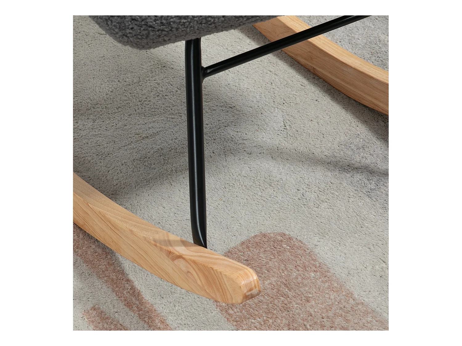 Schaukelstuhl, Berber-Fleece-Optik, Schaukelstuhl, Armlehnen, Polstersessel