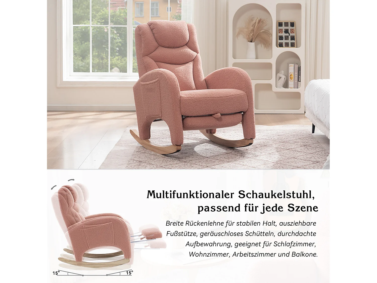 Schaukelstuhl, Relaxsessel, Loungesessel mit Armlehnen