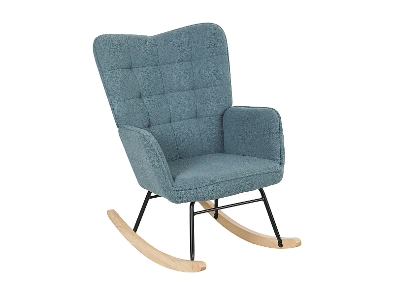 Schaukelstuhl in Berber-Fleece-Optik, gepolsterter Sessel mit Holzgestell