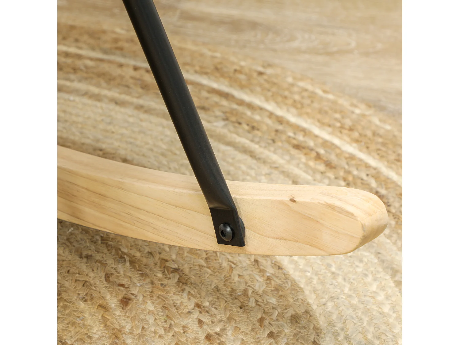 Fauteuil à bascule aspect polaire berbère,fauteuil rembourré avec piètement en bois