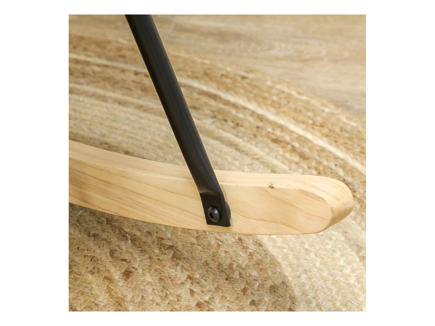 Schaukelstuhl mit Berber-Fleece-Optik, Armlehnen, Polstersessel mit Holzgleitern