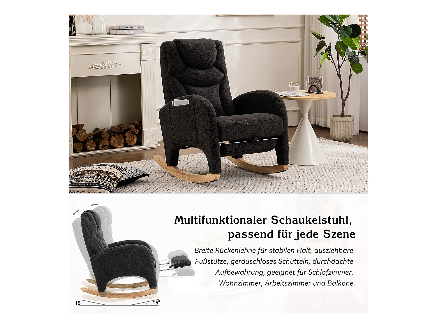 Fauteuil à bascule,fauteuil inclinable,fauteuil de salon avec accoudoirs