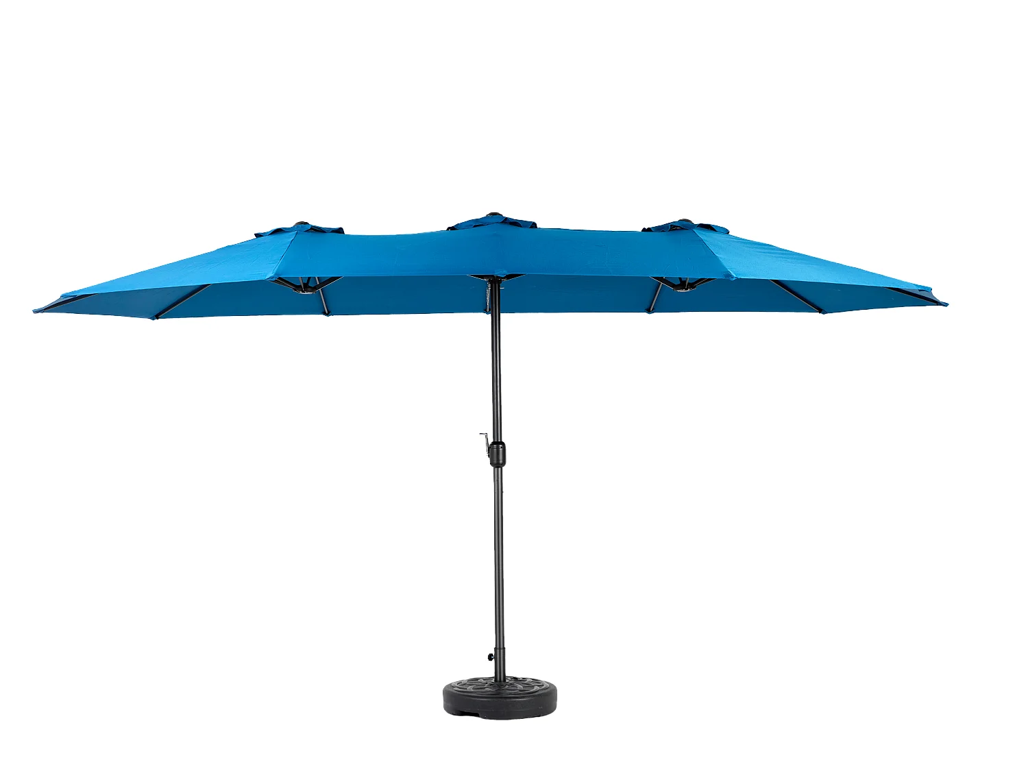 4,5 m rechthoekige dubbelzijdige parasol met slinger (donkerblauw) (zonder voet)