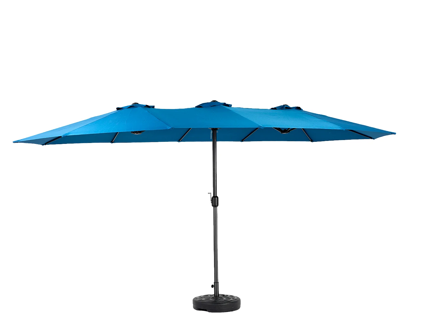 4,5 m rechthoekige dubbelzijdige parasol met slinger (donkerblauw) (zonder voet)