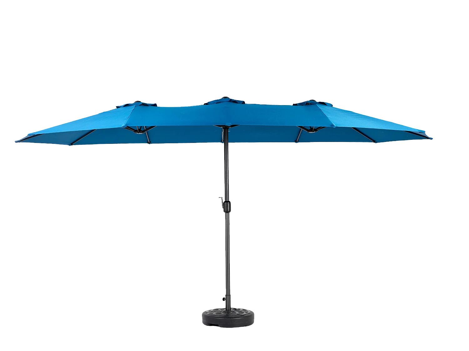 4,5 m rechthoekige dubbelzijdige parasol met slinger (donkerblauw) (zonder voet)