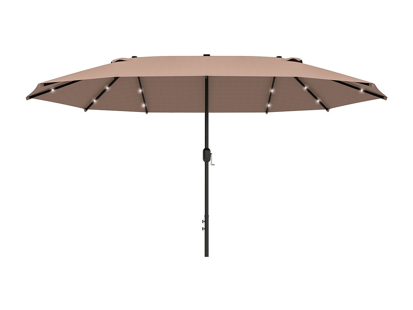 Outsunny Ombrellone Grande Doppio Con Luci LED Solari 440x260 Cm - Manovella, Struttura Acciaio Grigio Scuro Per Giardino E Terrazza