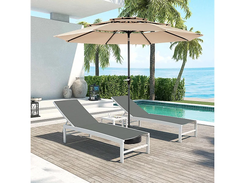 14.8 Ft Double Sided Outdoor Umbrella Rectangular Large with Crank(khaki)(No Base)