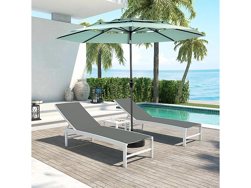 14.8 Ft Double Sided Outdoor Umbrella Rectangular Large with Crank(Light Green) (No Base)