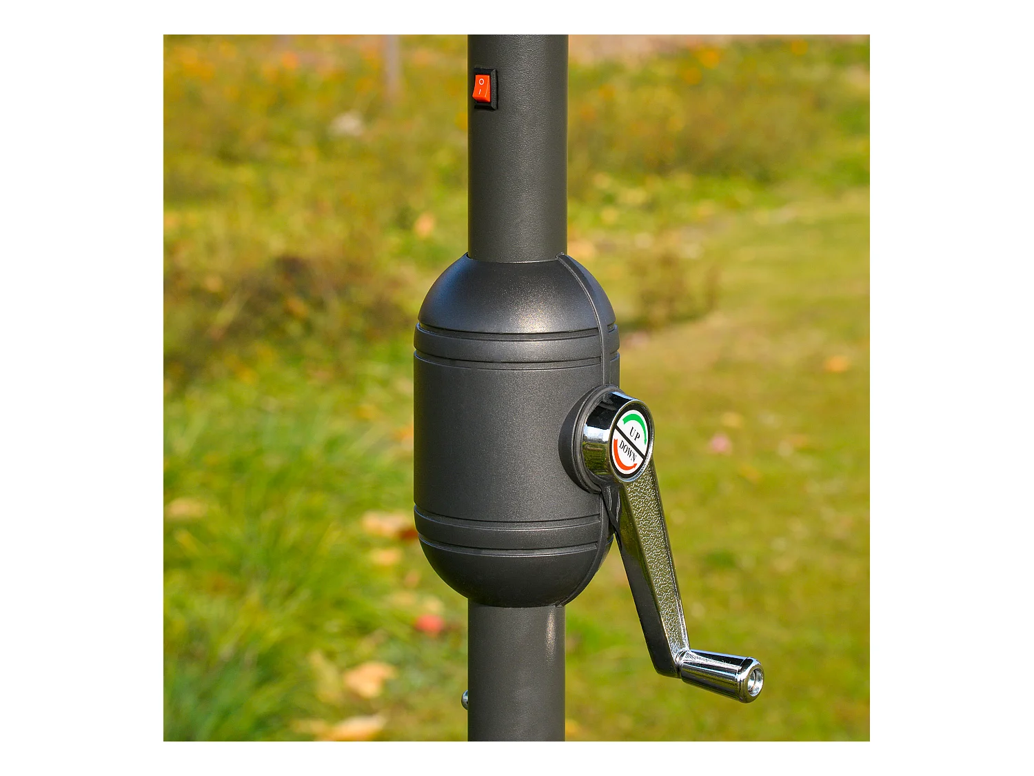 Sombrilla doble con LED, 440 x 256 cm, sombrilla de jardín con manivela, sombrilla de terraza