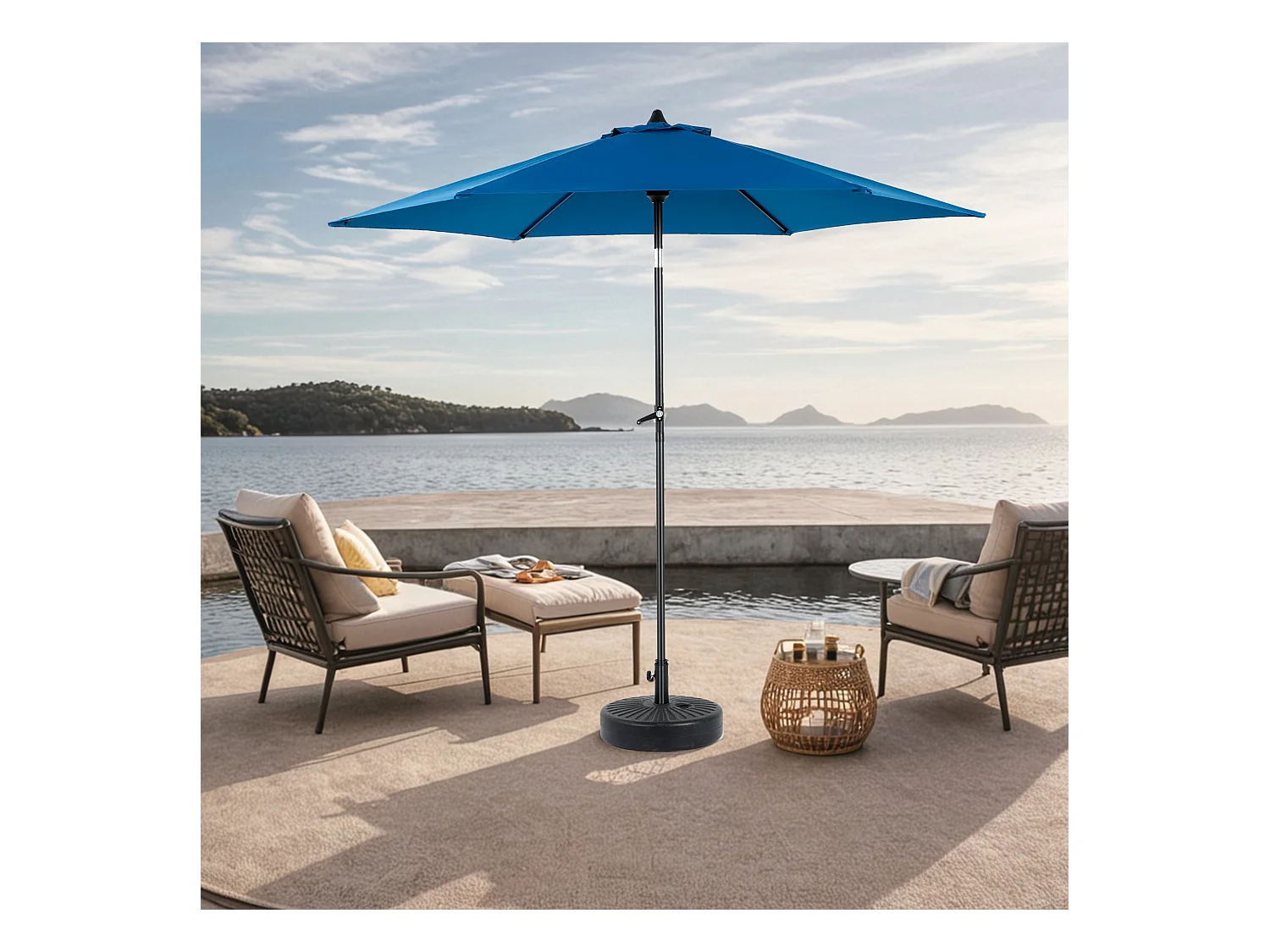 9 Ft Double Sided Outdoor Umbrella Rectangular Large with Crank (Blue)(No Base)