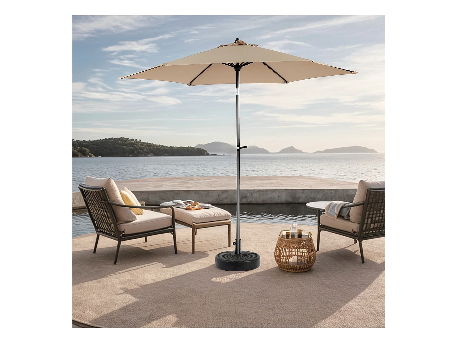 9 Ft Double Sided Outdoor Umbrella Rectangular Large with Crank (khaki)(No Base)